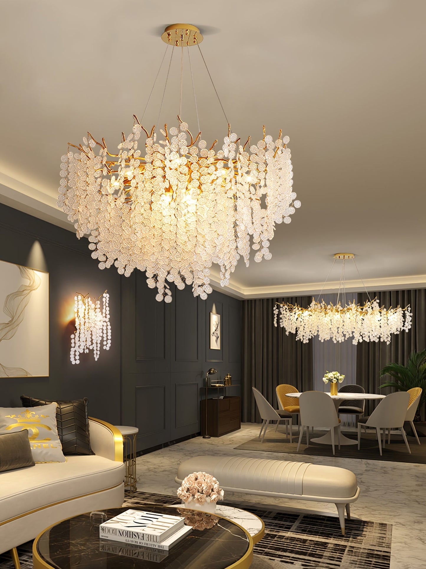 Shiro Noda Glass Coin Chandeliers
