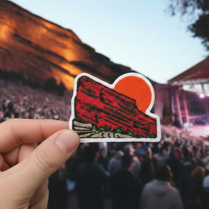 Red Rocks Embroidered Iron On Patch