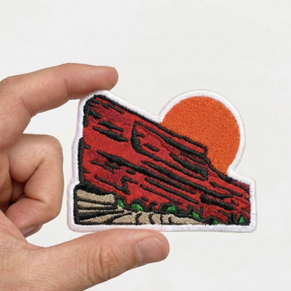 Red Rocks Embroidered Iron On Patch