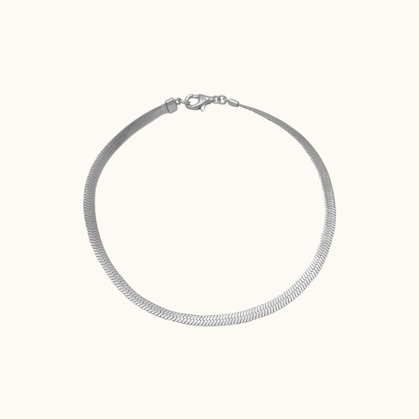Silver Flat Herringbone Snake Chain Bracelets