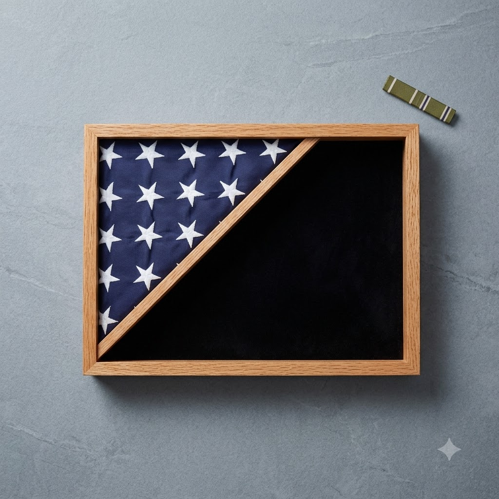 Shadow box for 5x9.5 flag, Oak