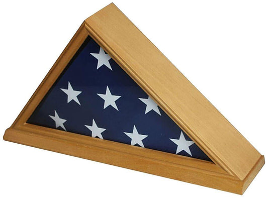 Solid Wood Memorial 5' x 9.5' Flag Display Case Frame for Burial/Funeral/Veteran Flag