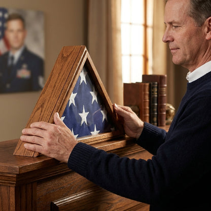 Small 3x5 Flag Display Case - Solid Oak Wood - NOT for Large Burial Size Flag