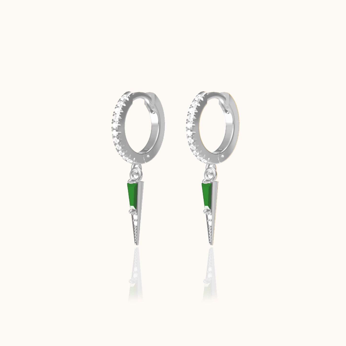 Spike Green CZ Dangle Earrings