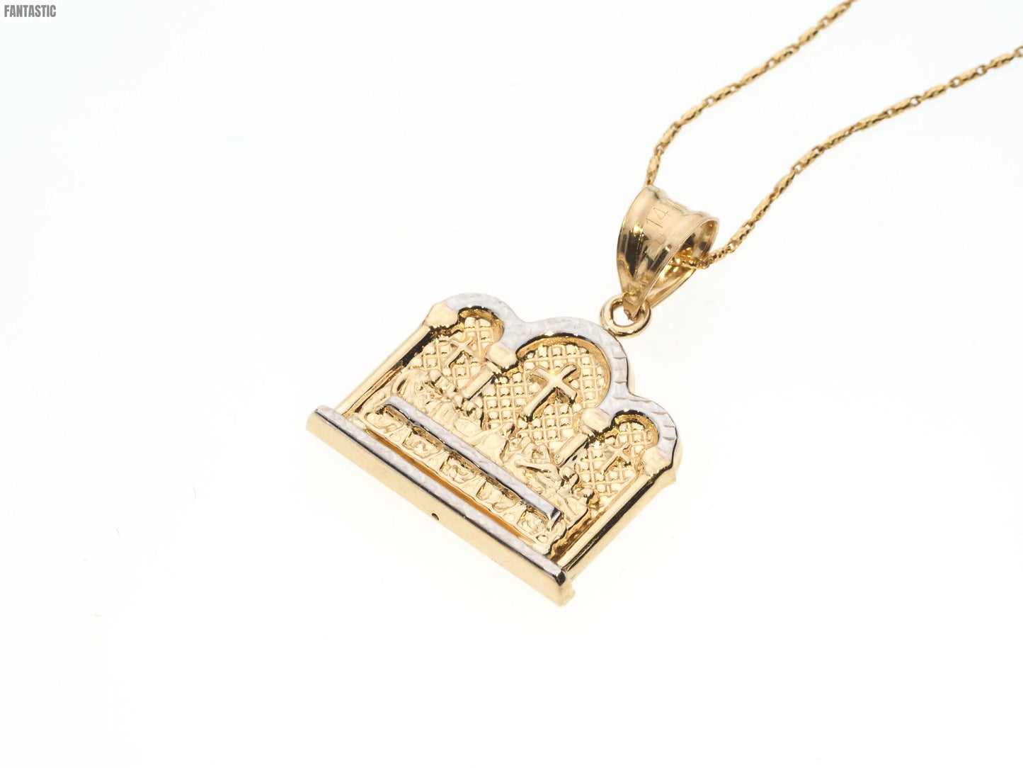 14K Gold Square Last Supper Pendant