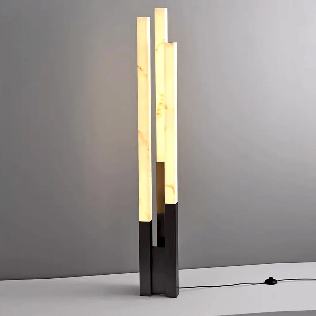 Staggered Natural Alabaster Pillar Floor Lamp
