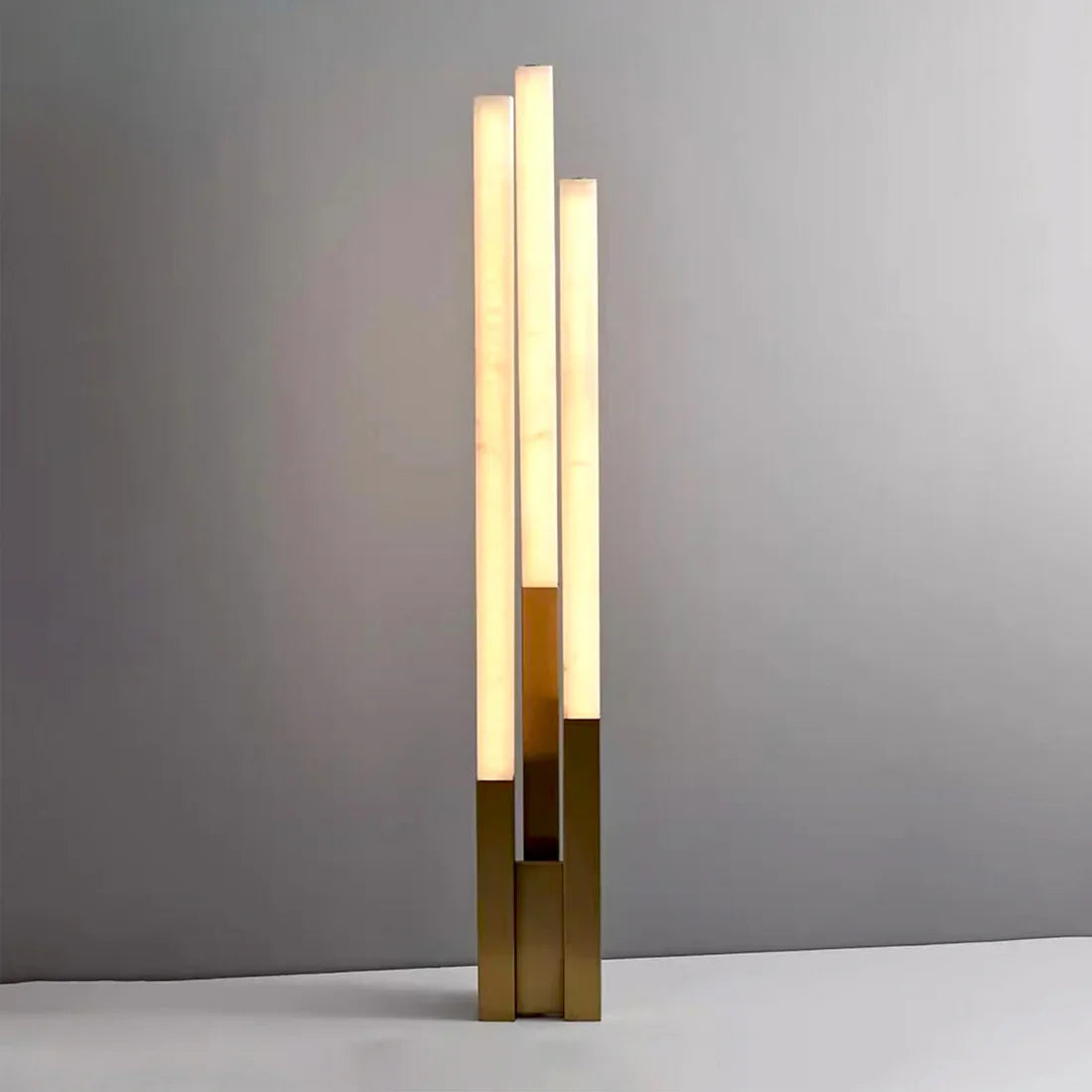 Staggered Natural Alabaster Pillar Floor Lamp