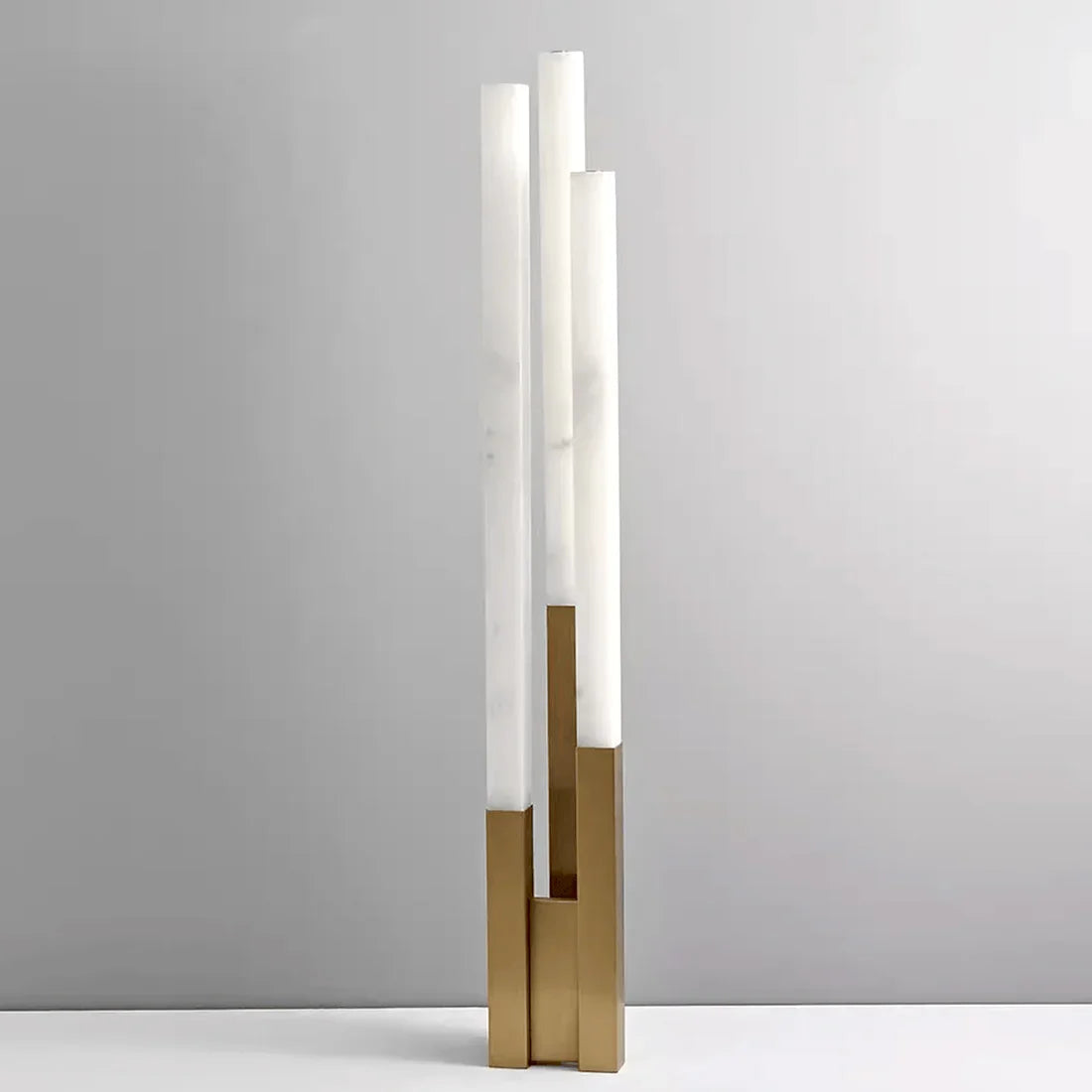 Staggered Natural Alabaster Pillar Floor Lamp