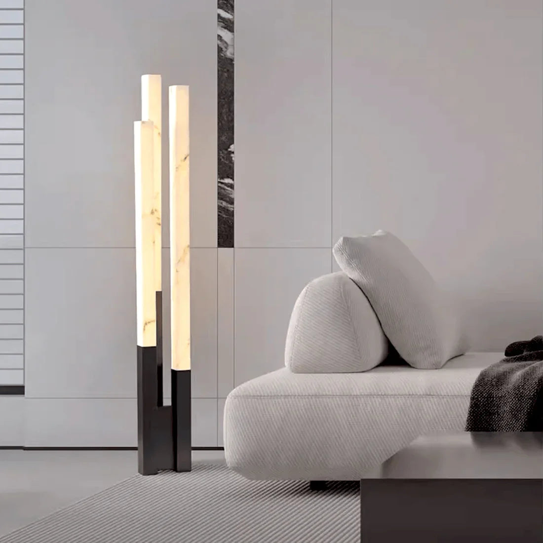 Staggered Natural Alabaster Pillar Floor Lamp