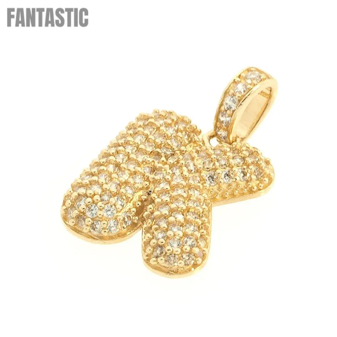 14K Gold CZ Initial Letter K Pendant