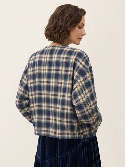 Tencel Linen Reversible Crew Neck Casual Jacket CHLOE