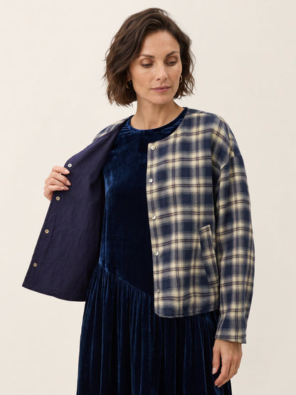 Tencel Linen Reversible Crew Neck Casual Jacket CHLOE
