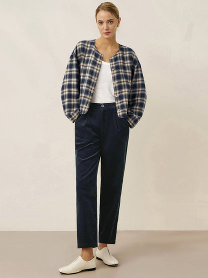 Tencel Linen Reversible Crew Neck Casual Jacket CHLOE