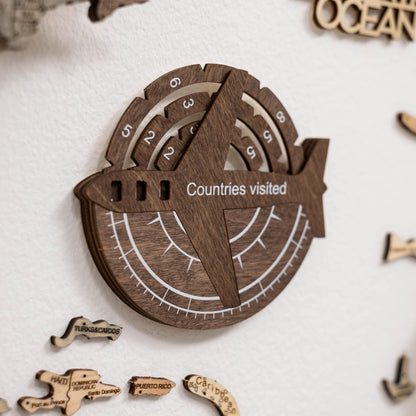 Travel Tracker 3D Wooden World Map – Dark Walnut 