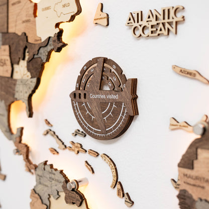 Travel Tracker 3D Wooden World Map – Dark Walnut 