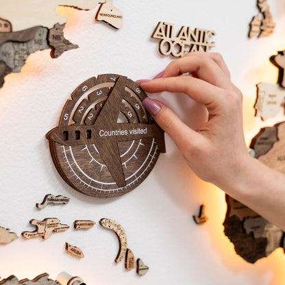Travel Tracker 3D Wooden World Map – Dark Walnut 