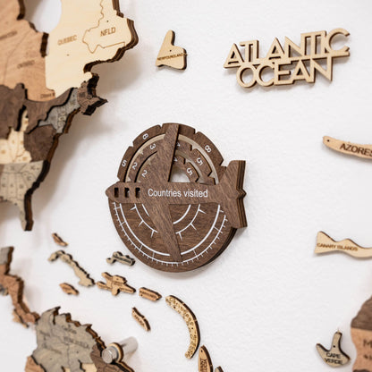 Travel Tracker 3D Wooden World Map – Dark Walnut 
