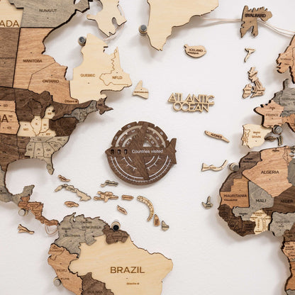 Travel Tracker 3D Wooden World Map – Dark Walnut 