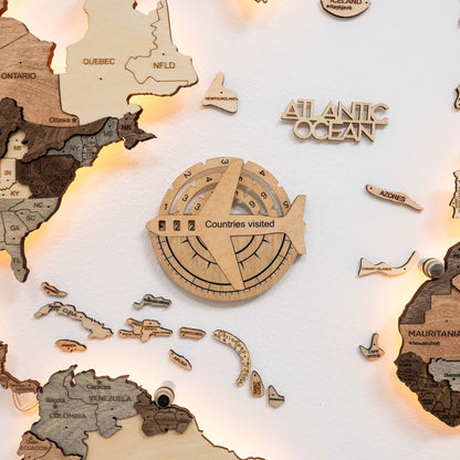 Travel Tracker 3D Wooden World Map – Gold