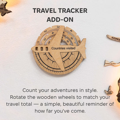 Travel Tracker 3D Wooden World Map – Gold