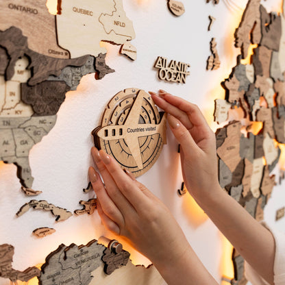 Travel Tracker 3D Wooden World Map – Gold