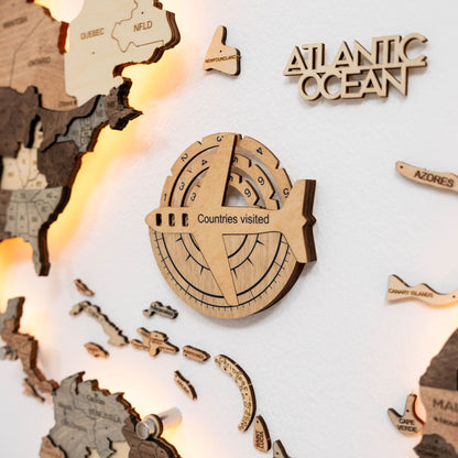 Travel Tracker 3D Wooden World Map – Gold