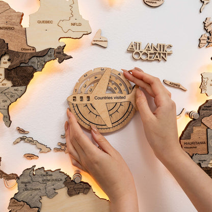 Travel Tracker 3D Wooden World Map – Gold