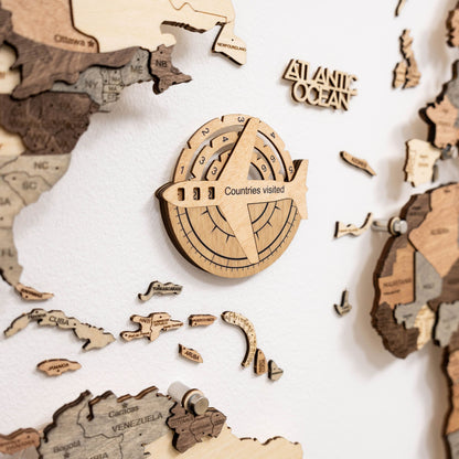 Travel Tracker 3D Wooden World Map – Gold