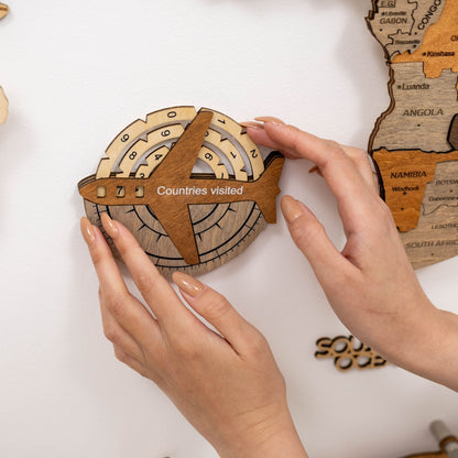 Travel Tracker 3D Wooden World Map – Multicolor