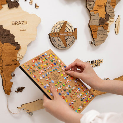 Travel Tracker 3D Wooden World Map – Multicolor