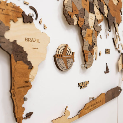 Travel Tracker 3D Wooden World Map – Multicolor