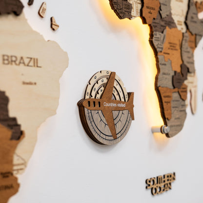 Travel Tracker 3D Wooden World Map – Multicolor
