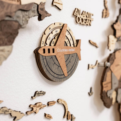 Travel Tracker 3D Wooden World Map – Smokey