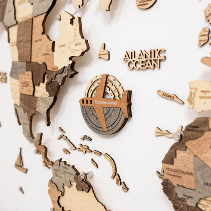 Travel Tracker 3D Wooden World Map – Smokey