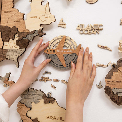 Travel Tracker 3D Wooden World Map – Smokey