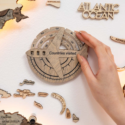 Travel Tracker 3D Wooden World Map – Terra