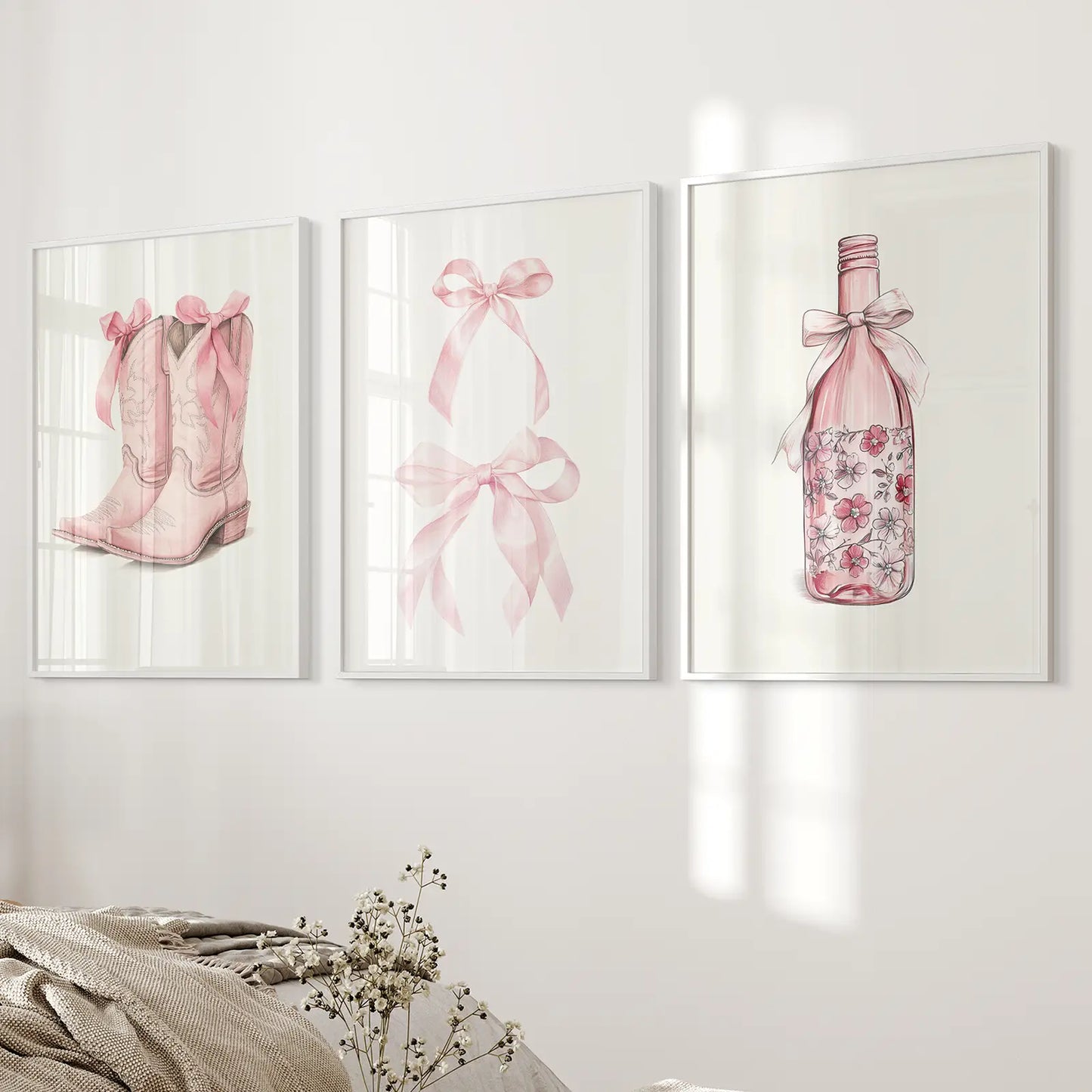 Cowgirl Boots Preppy Modern Wall Art Poster Set