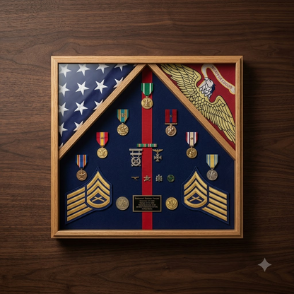 Marine Corps 2 Flag Shadow Box Display Case - 4' x 6' burial flags