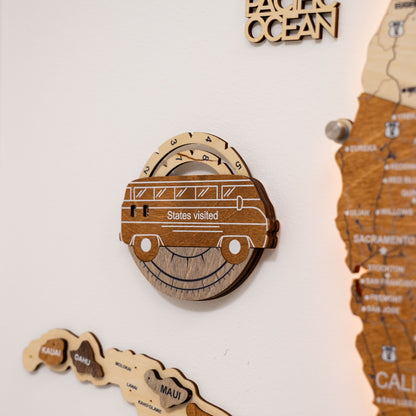 Travel Tracker 3D Wooden USA Map – Multicolor