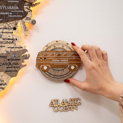 Travel Tracker 3D Wooden USA Map – Multicolor