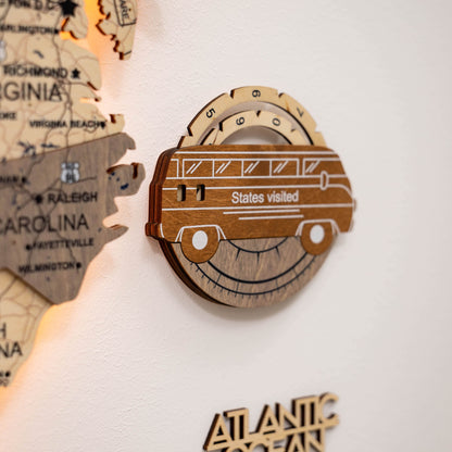 Travel Tracker 3D Wooden USA Map – Multicolor