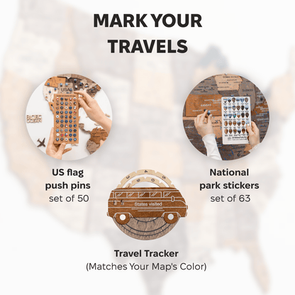 Travel Tracker 3D Wooden USA Map – Multicolor