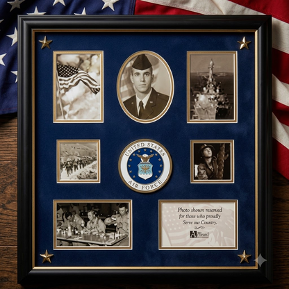 United States Air Force Medallion 7 Picture Collage Frame with Stars