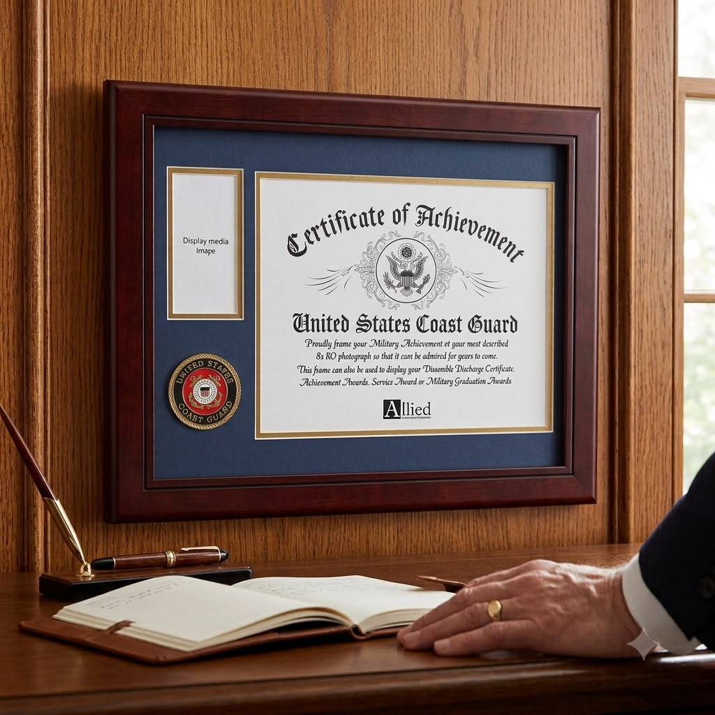 U.S. Marine Corps Medallion Certificate and Medal Frame