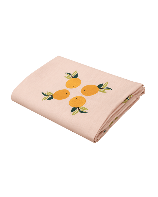 Hand Embroidered Farm to Table Tablecloth 120" x 80"