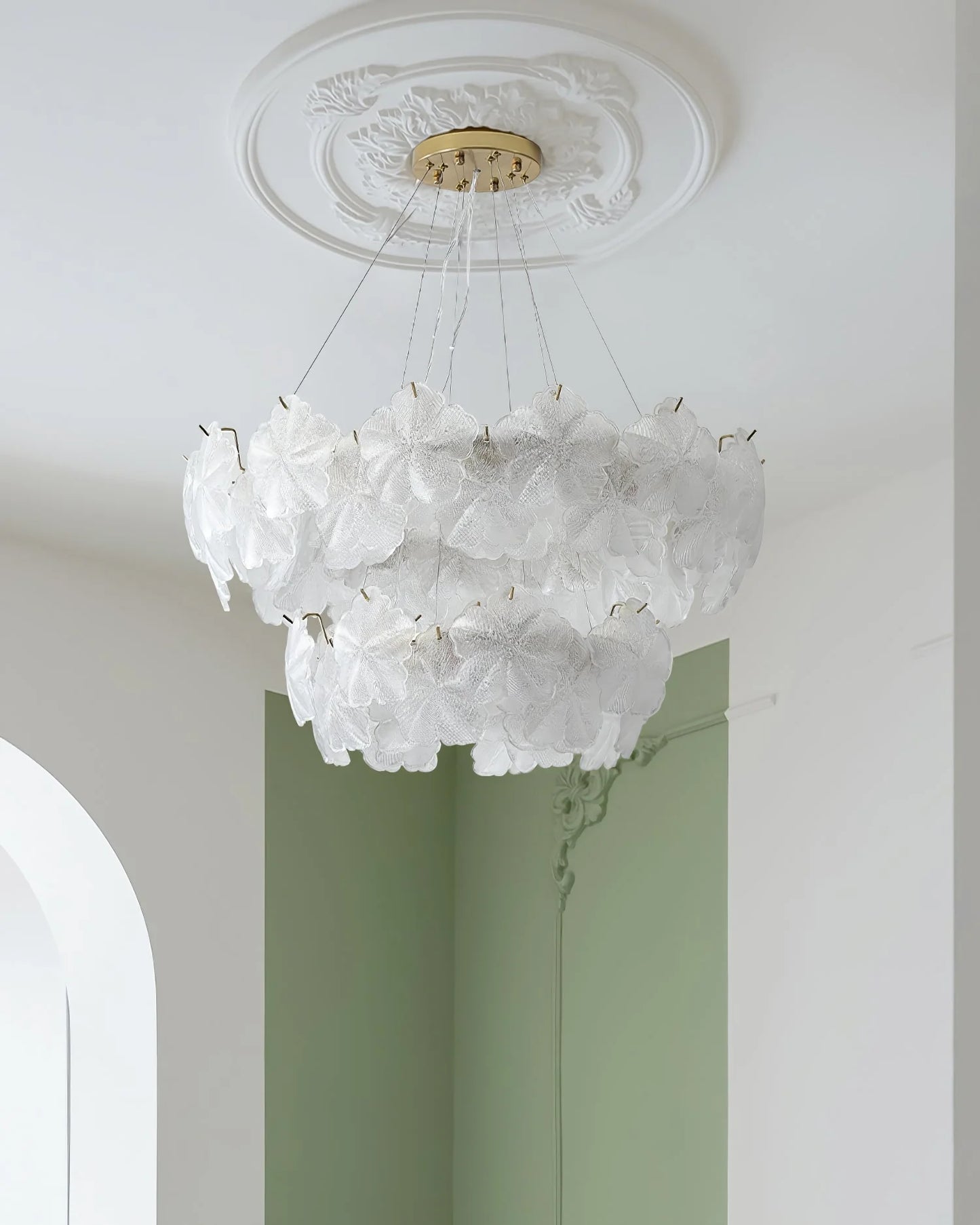 Valery Glass Petal Leaf Chandelier