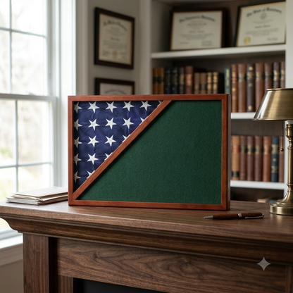 Shadow box for 5x9.5 flag, Cherry Finish