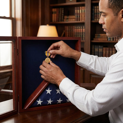 Flag Combination Medal Award Display Case - 4' x 6' Flag