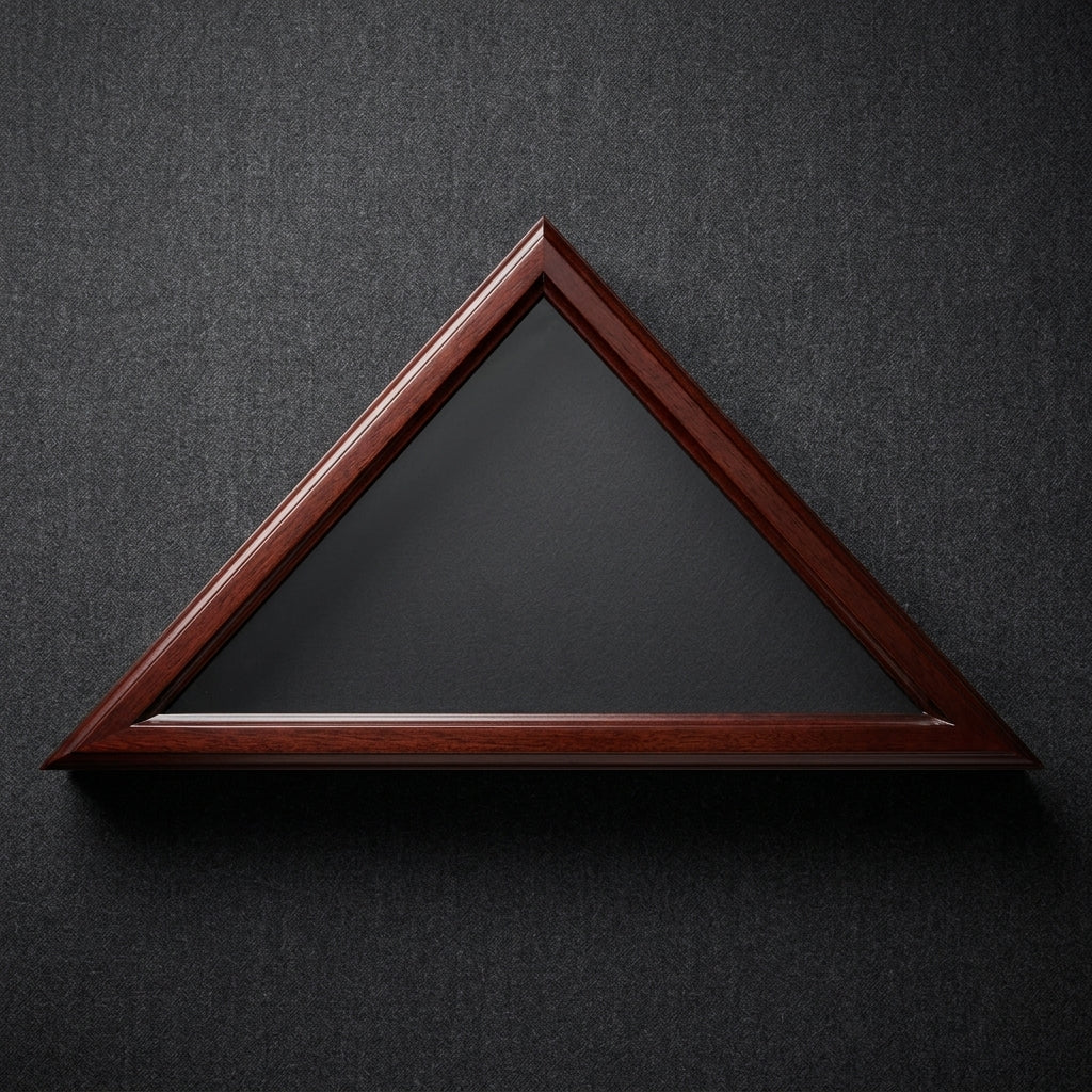Cherry Wood Triangle Flag Display Case for 3'x5' Flag