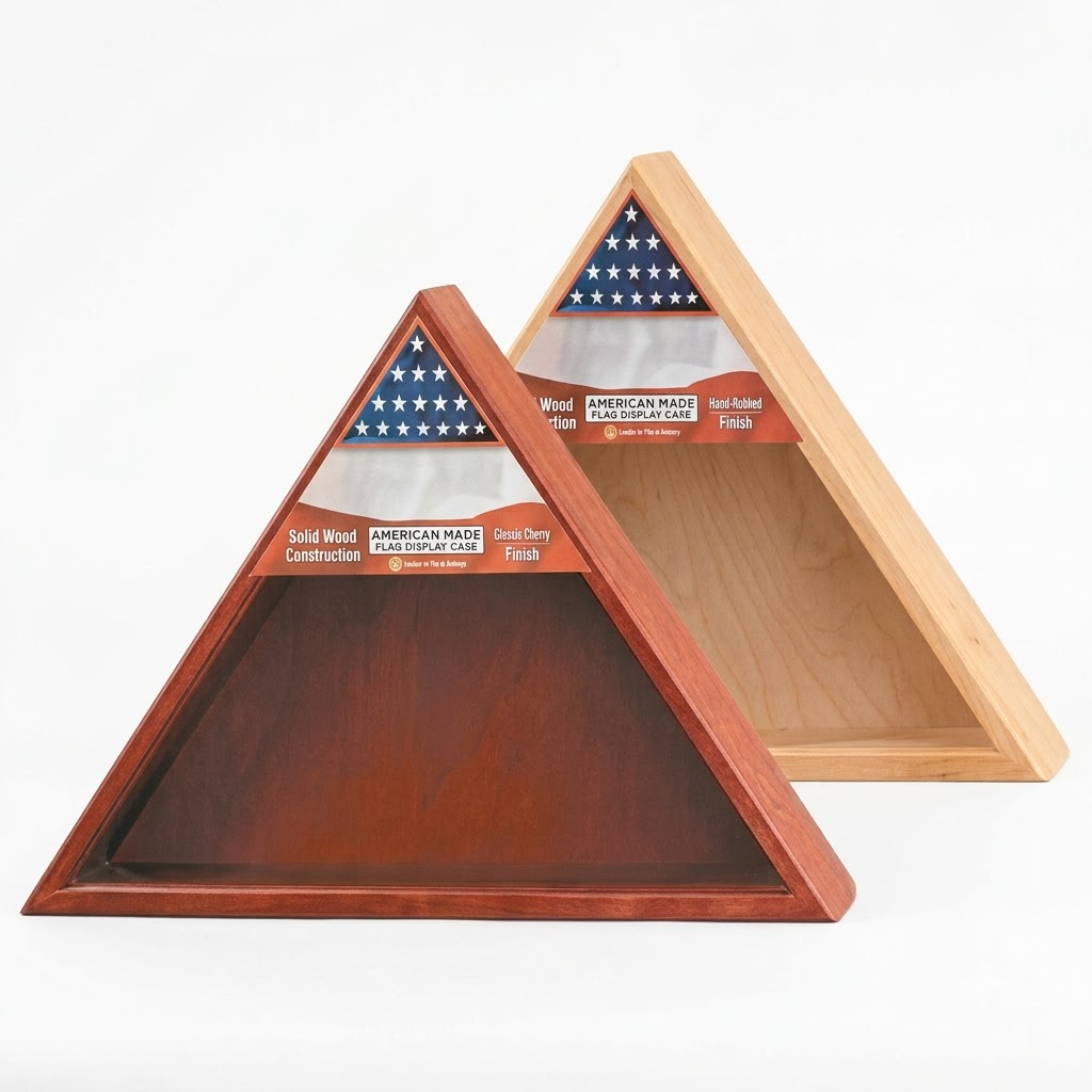 Military Flag Case With Shadow Box - for 5 X 9 flag, Flag and Medallion Case